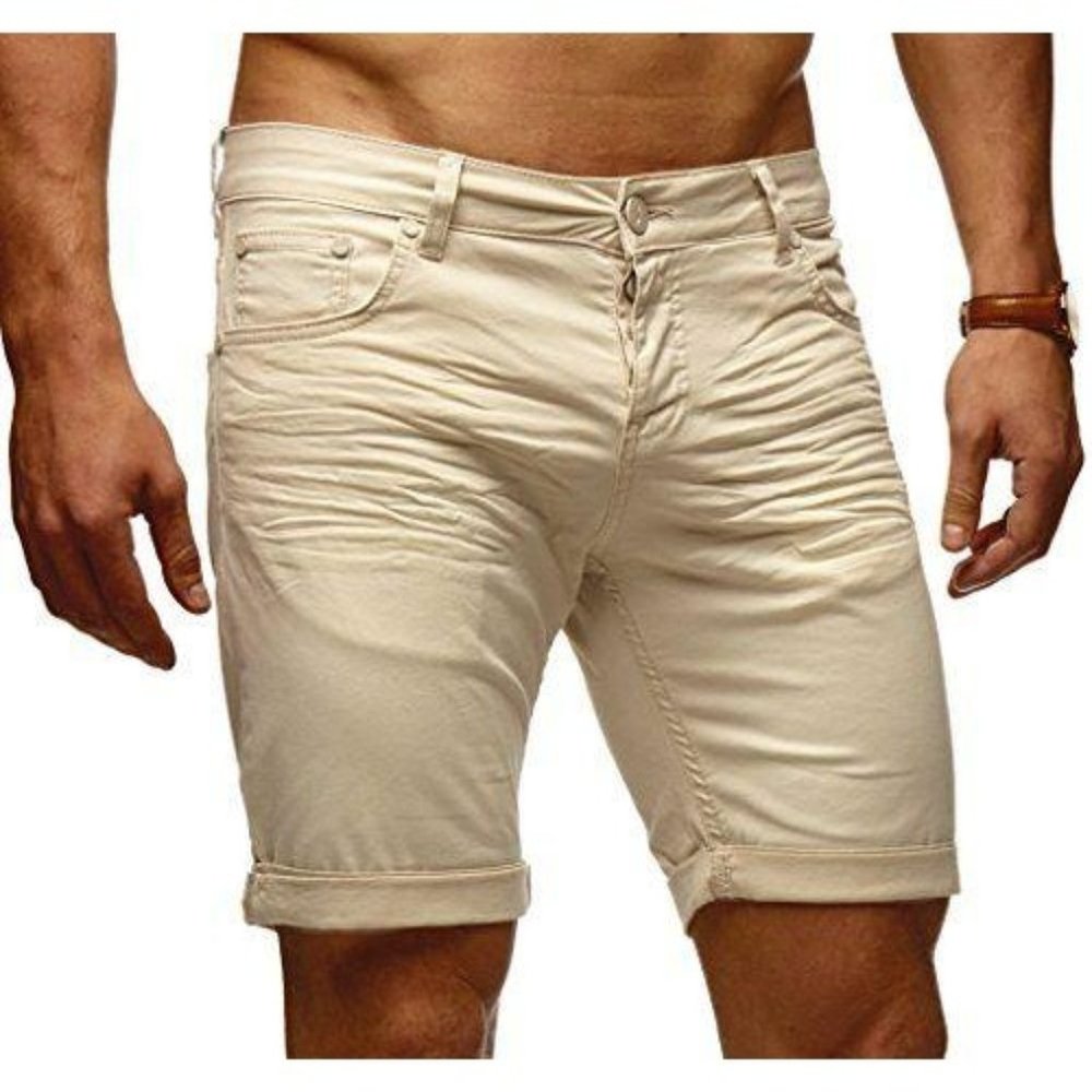 Leif Nelson Men's 38 Jeans Shorts KHAKI Summer CHINO